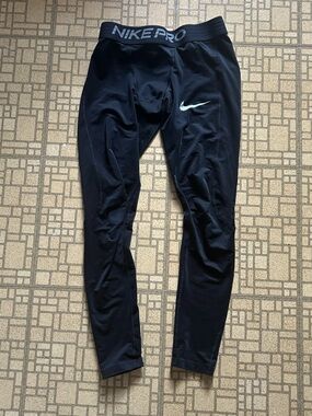 Nike Black Compression Tights with White Swoosh
